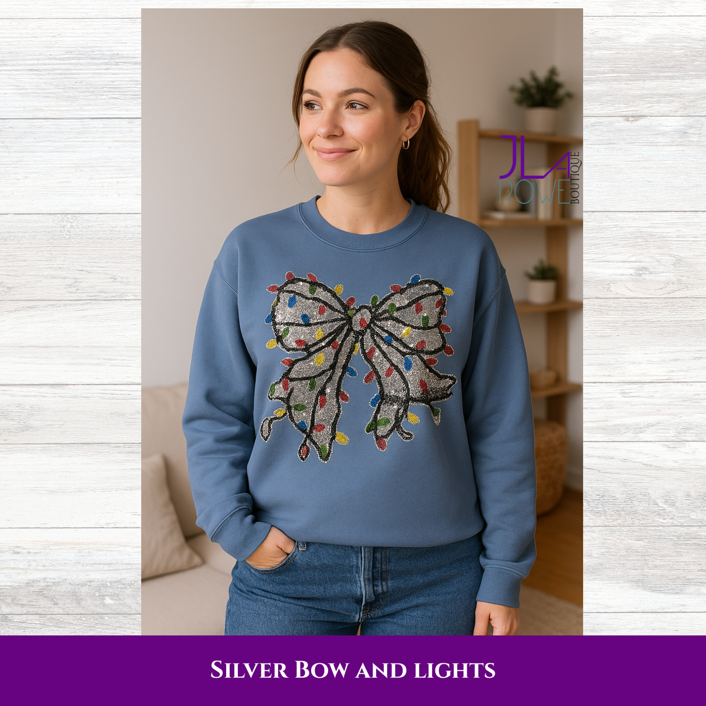 Sparkly Christmas Bow Lights Sweatshirt