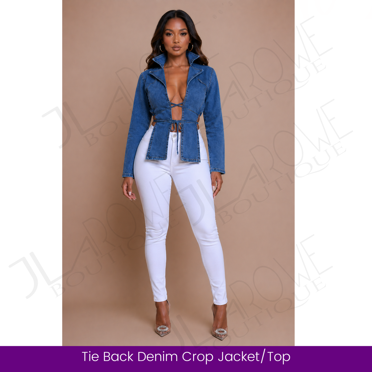 Tie Back Denim Crop Jacket