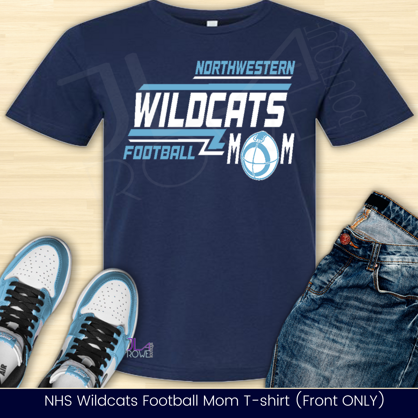 Northwestern: Wildcats Football Mom Center Print Design-904