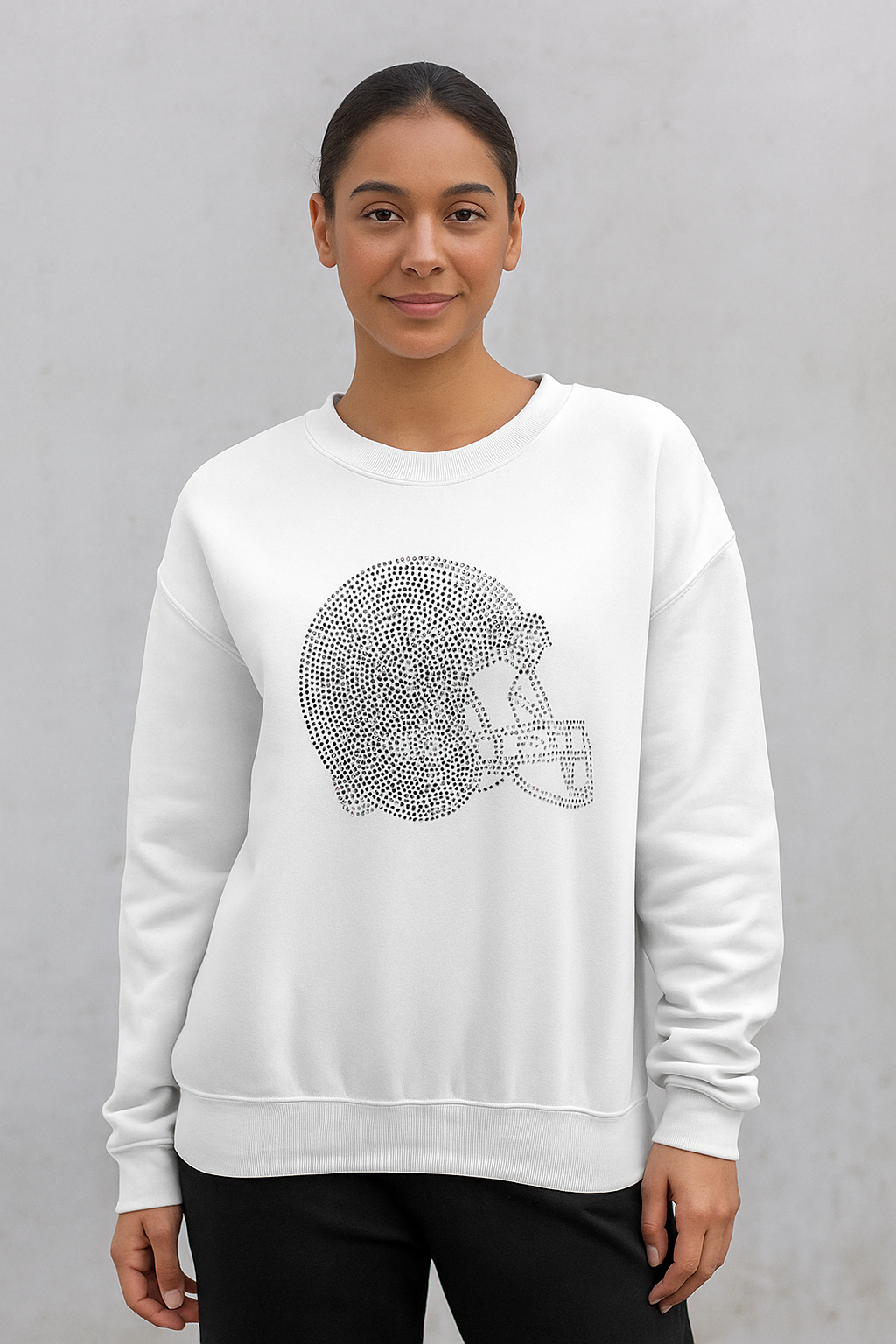 Spangle (Navy, White,Silver Foil) Football Helmet Sweatshirt