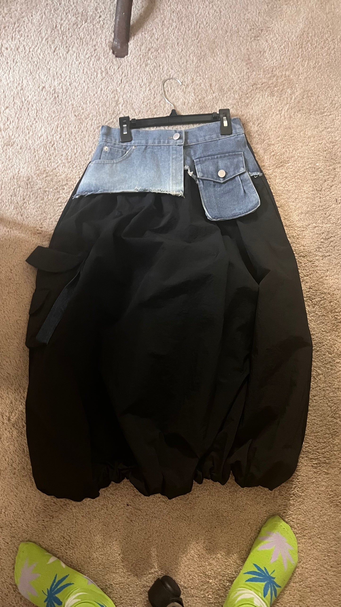 Parachute Skirt with Denim Front