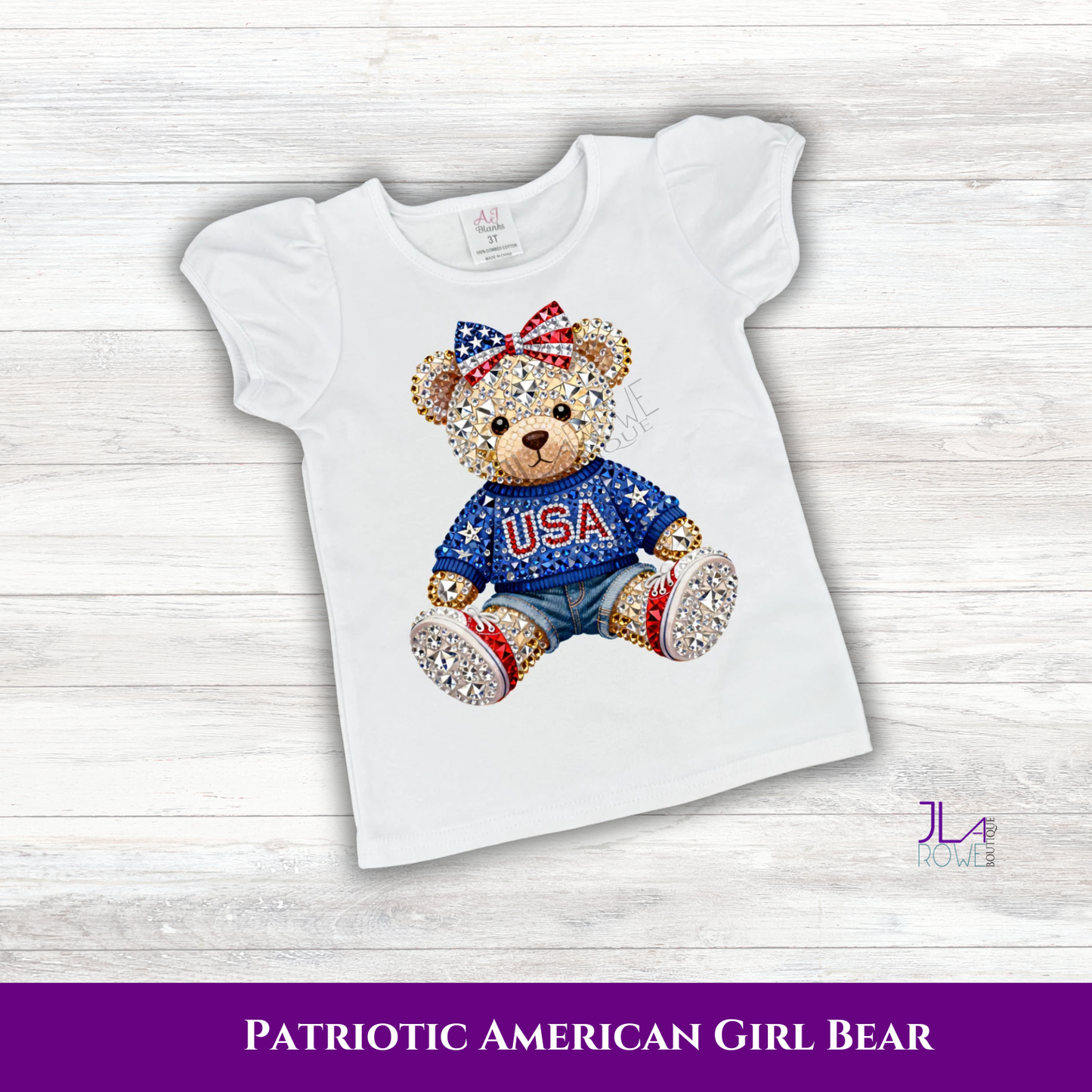 Patriotic American Teddy Bear Kids T-Shirt | Boys & Girls USA Bear Tee
