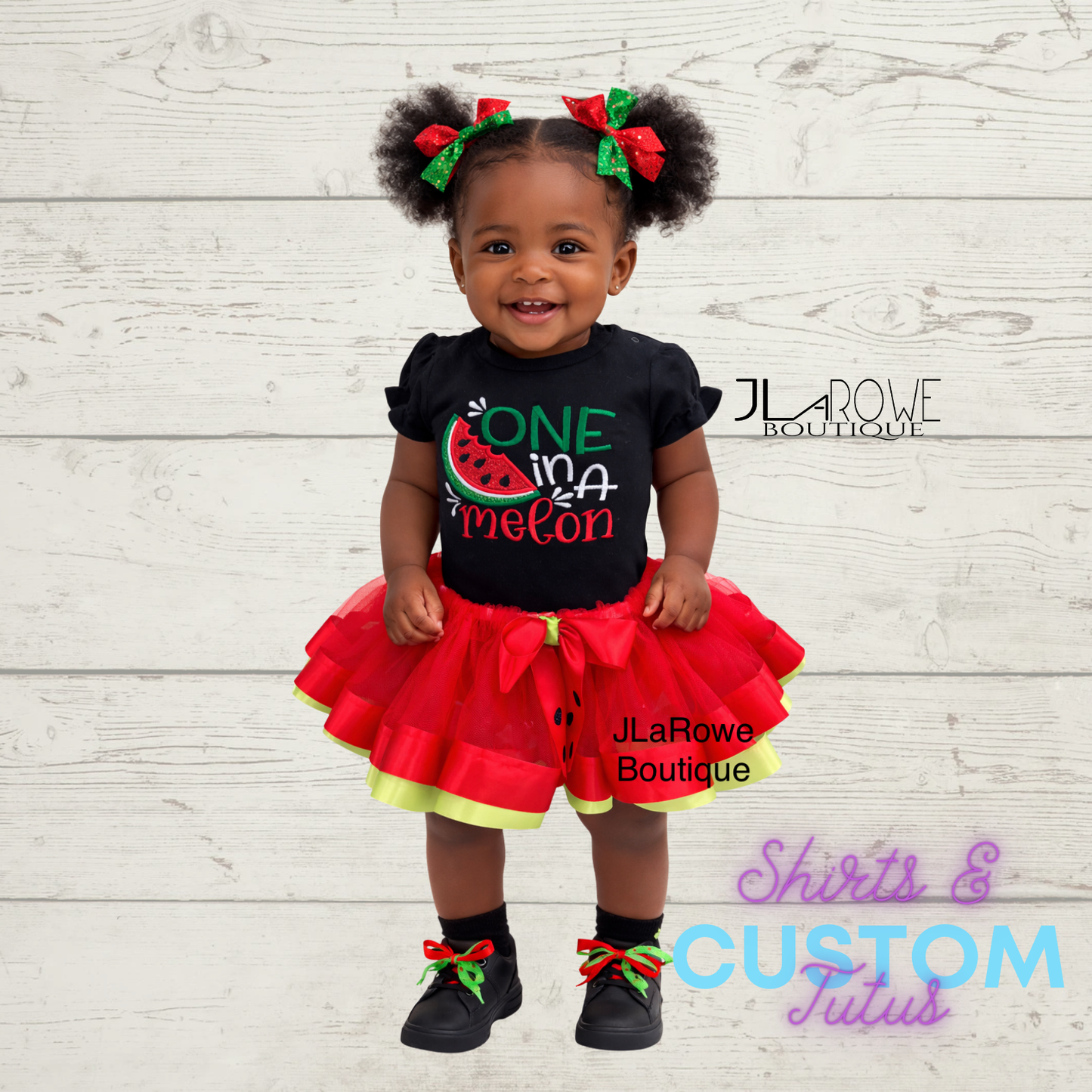 One in a Melon Girl's Shirt and TuTu 1st Birthday 2 piece Outfit