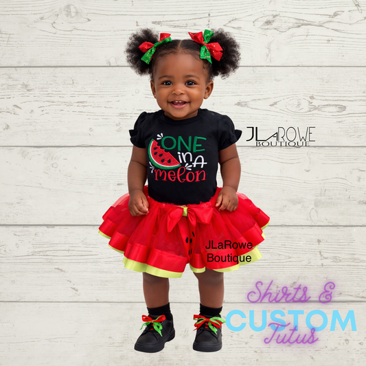 One in a Melon Girl's Shirt and TuTu 1st Birthday 2 piece Outfit