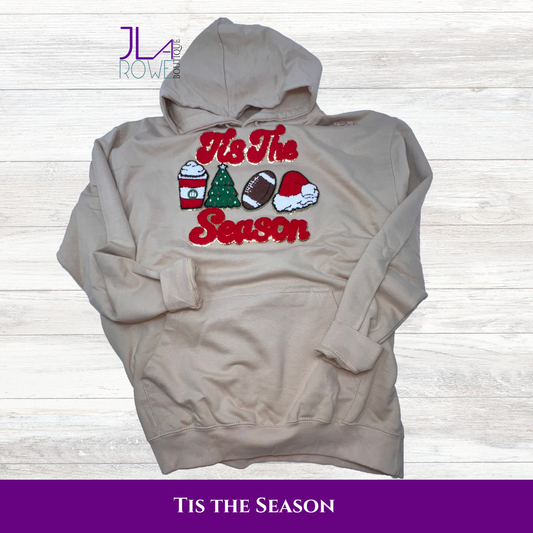 'Tis The Season Cozy Holiday Hoodie – Christmas, Coffee & Football Vibes
