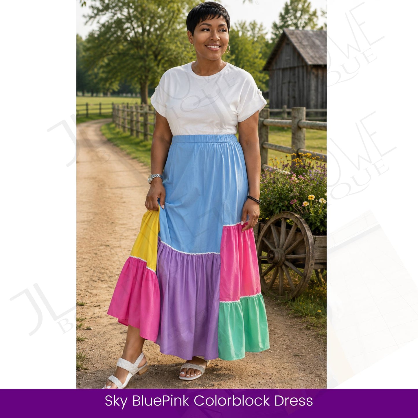 Pastel Colorblock Tiered Maxi Dress