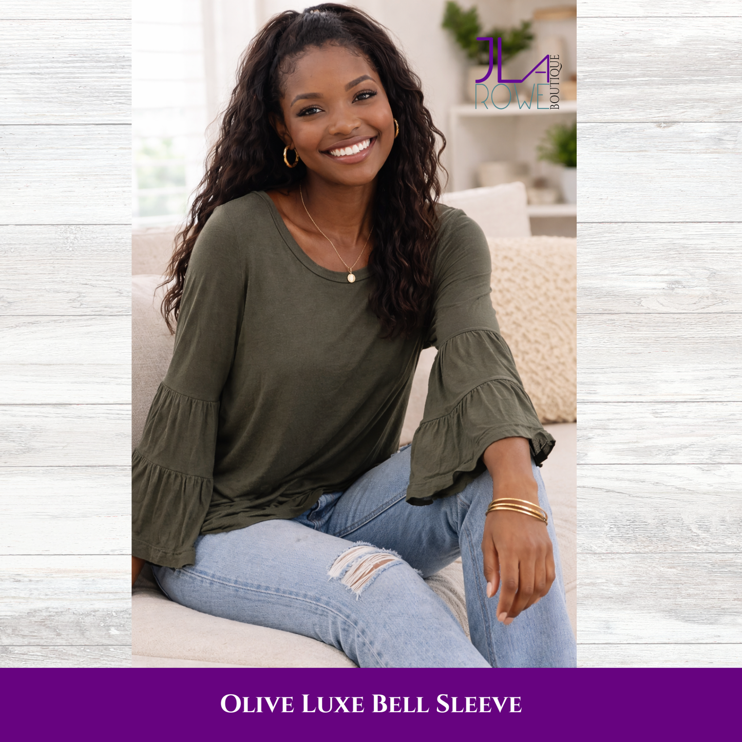 Olive Luxe Bell Sleeve Top