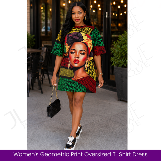 African Print Graphic T-Shirt Dress