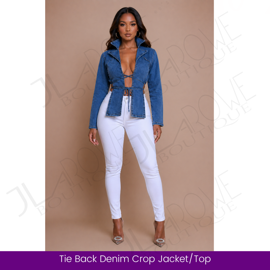 Tie Back Denim Crop Jacket