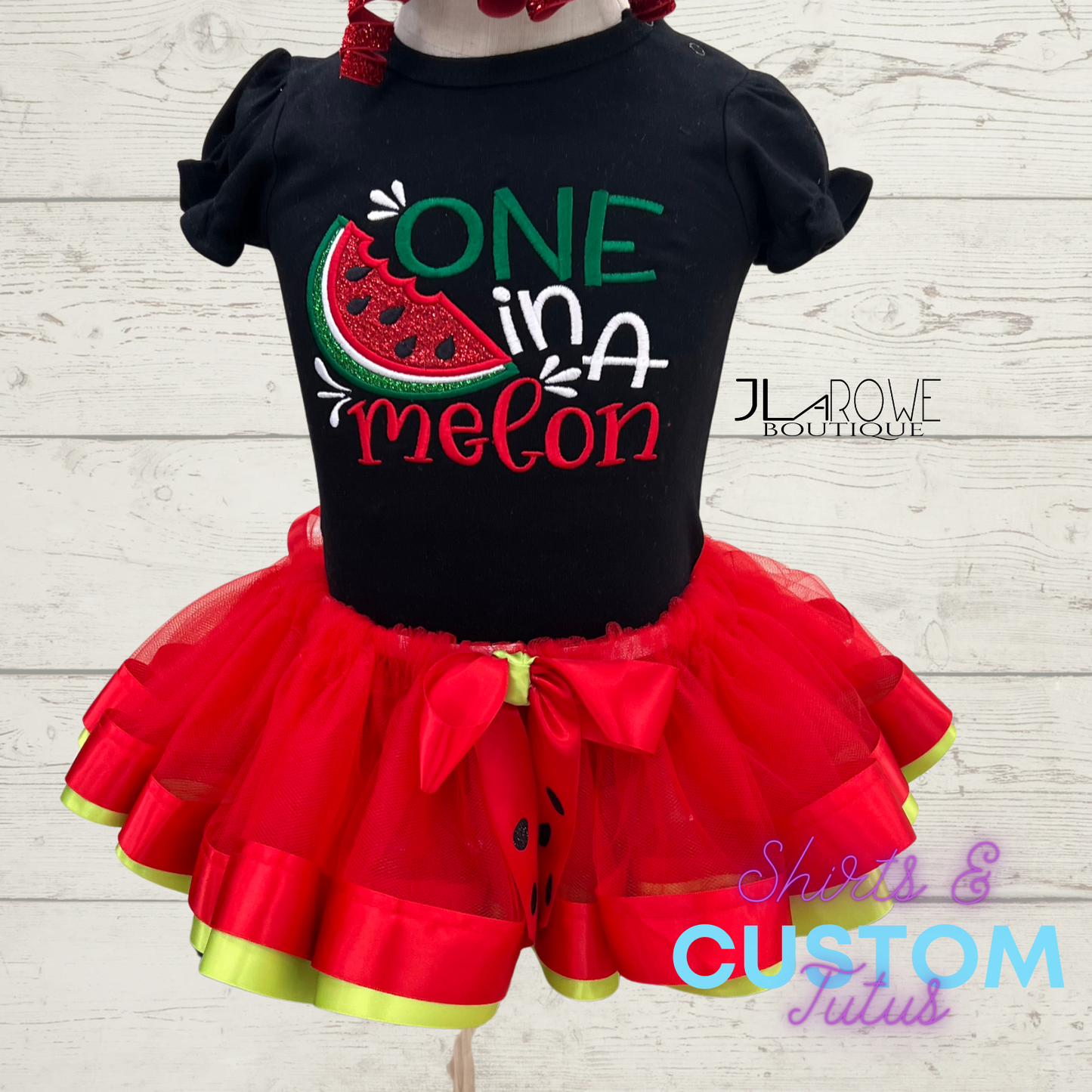 One in a Melon Girl's Shirt and TuTu 1st Birthday 2 piece Outfit