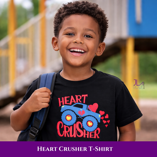 Heart Crusher Kids Monster Truck Valentine Shirt