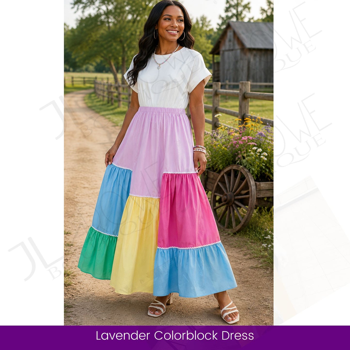 Pastel Colorblock Tiered Maxi Dress