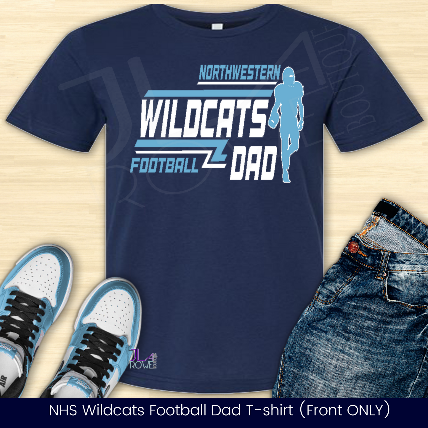 Northwestern: Wildcats Football Mom Center Print Hoodie-904