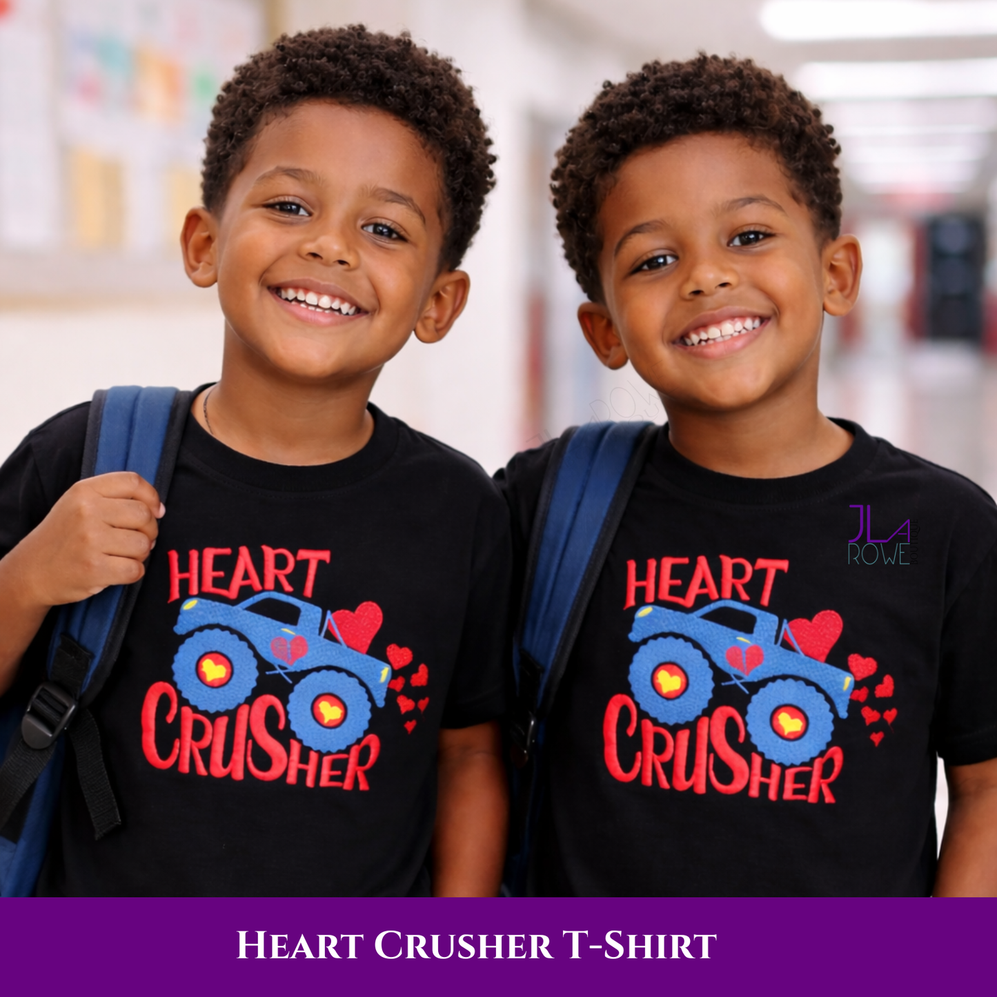 Heart Crusher Kids Monster Truck Valentine Shirt