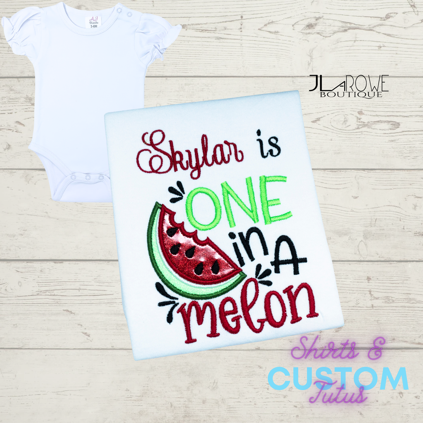 One in a Melon Girl's Shirt and TuTu 1st Birthday 2 piece Outfit