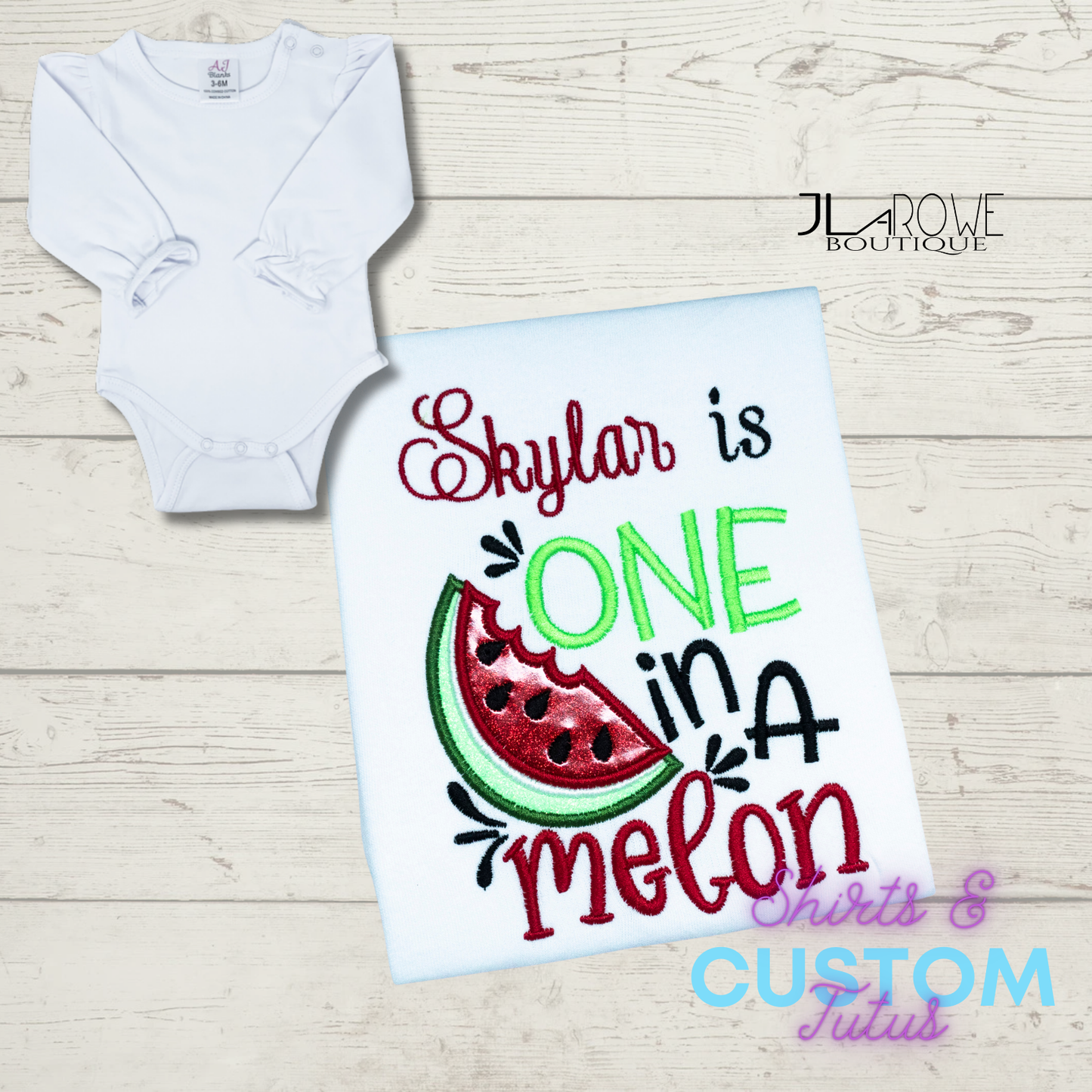 One in a Melon Girl's Shirt and TuTu 1st Birthday 2 piece Outfit