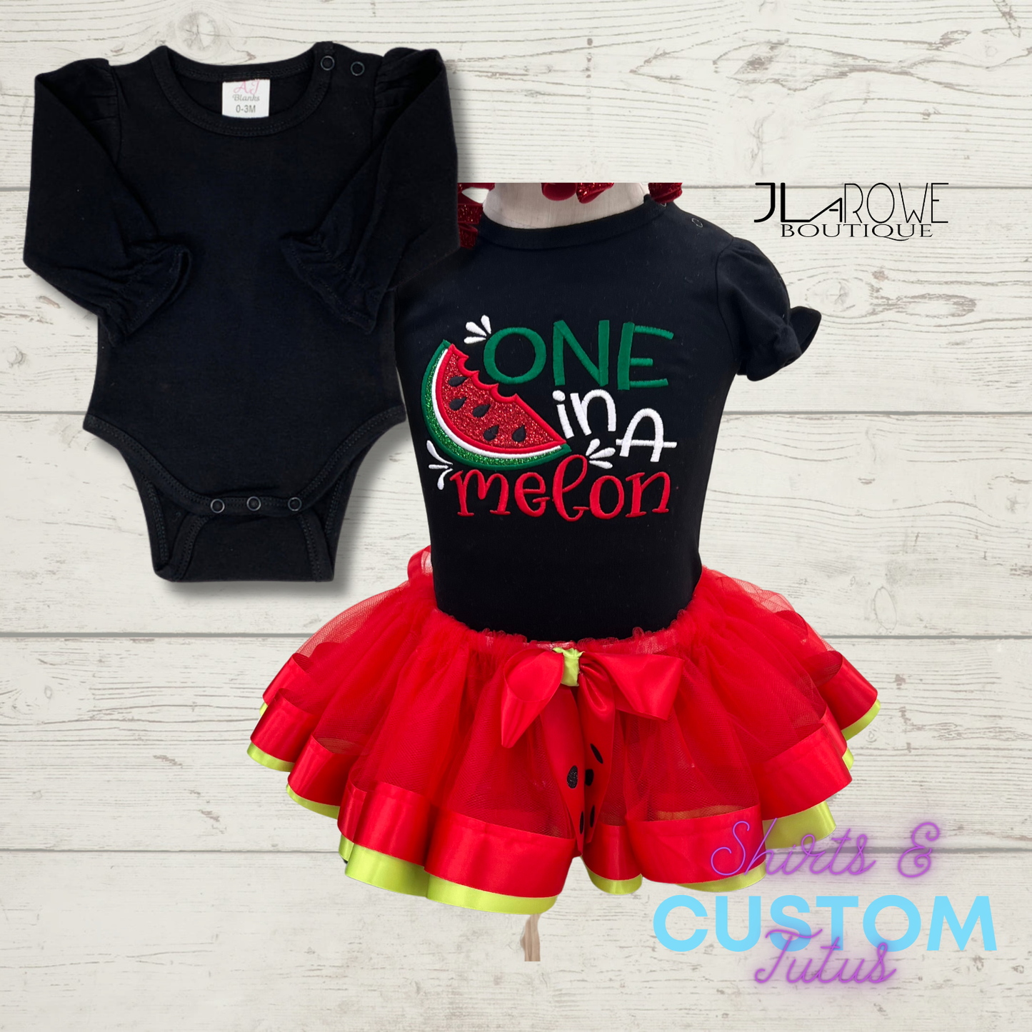 One in a Melon Girl's Shirt and TuTu 1st Birthday 2 piece Outfit