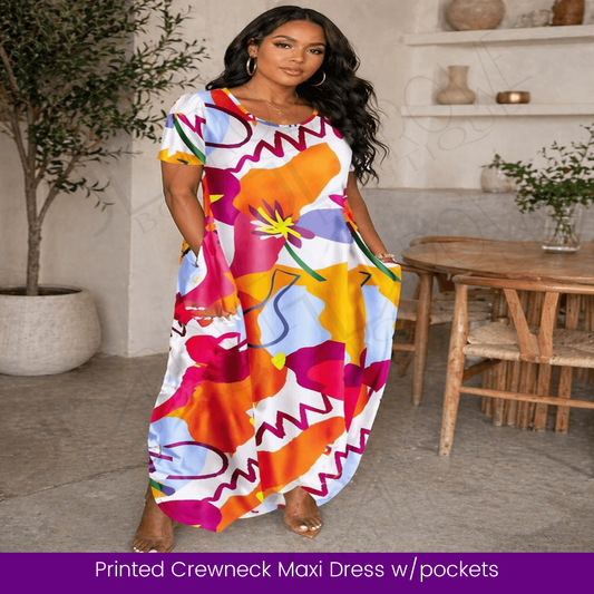 Colorful Abstract Print Maxi Dress