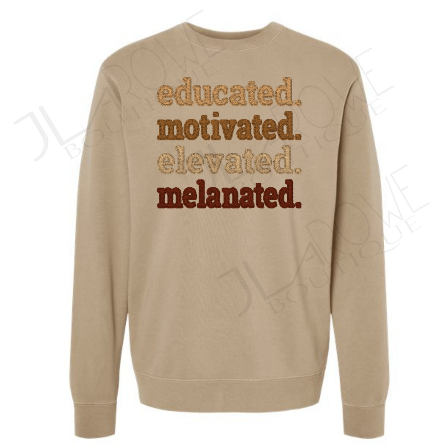 Educated Motivated Elevated Melanated Crewneck