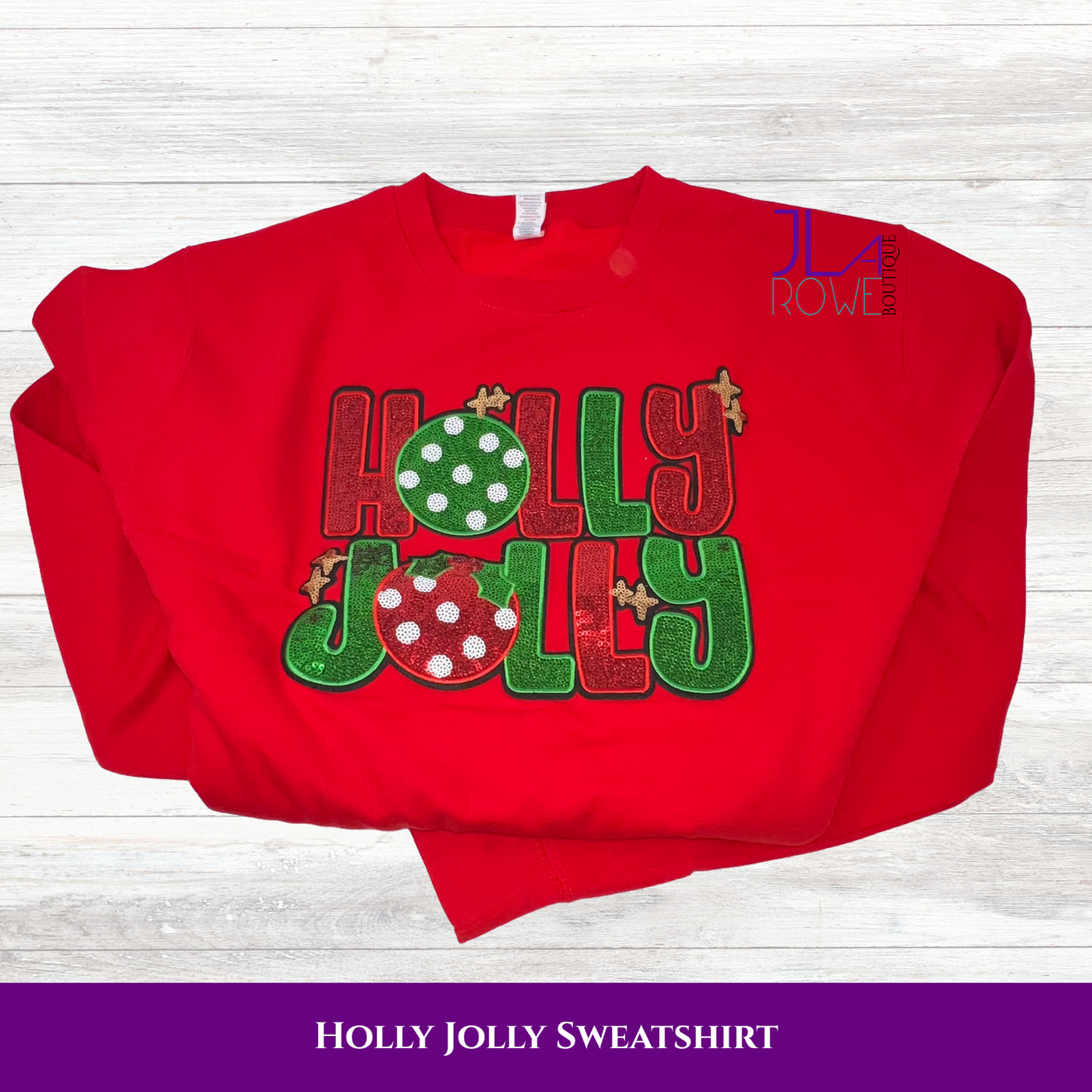 Holly Jolly Christmas Ornamint Sequin Patch Appliqué