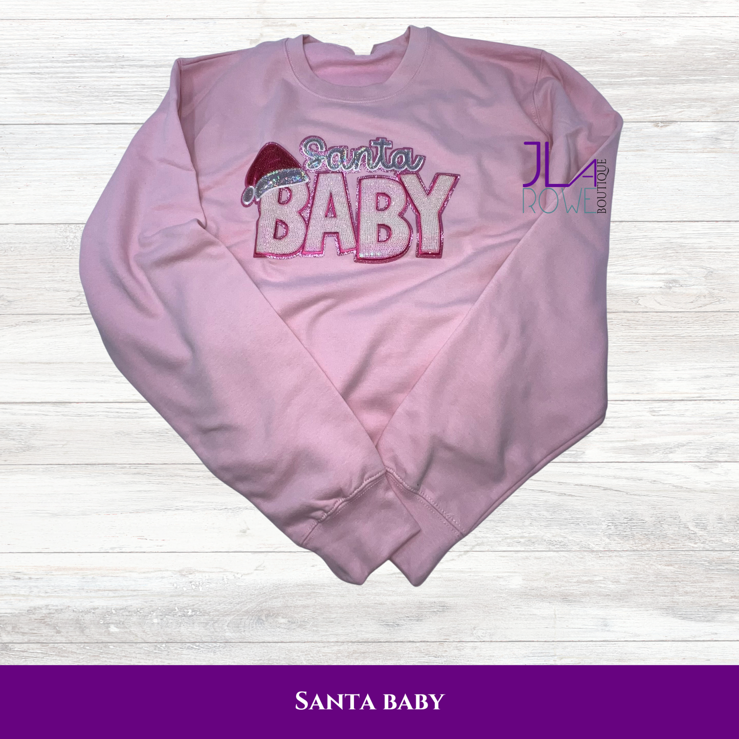 Santa Baby Pink Glitter Holiday Sweatshirt