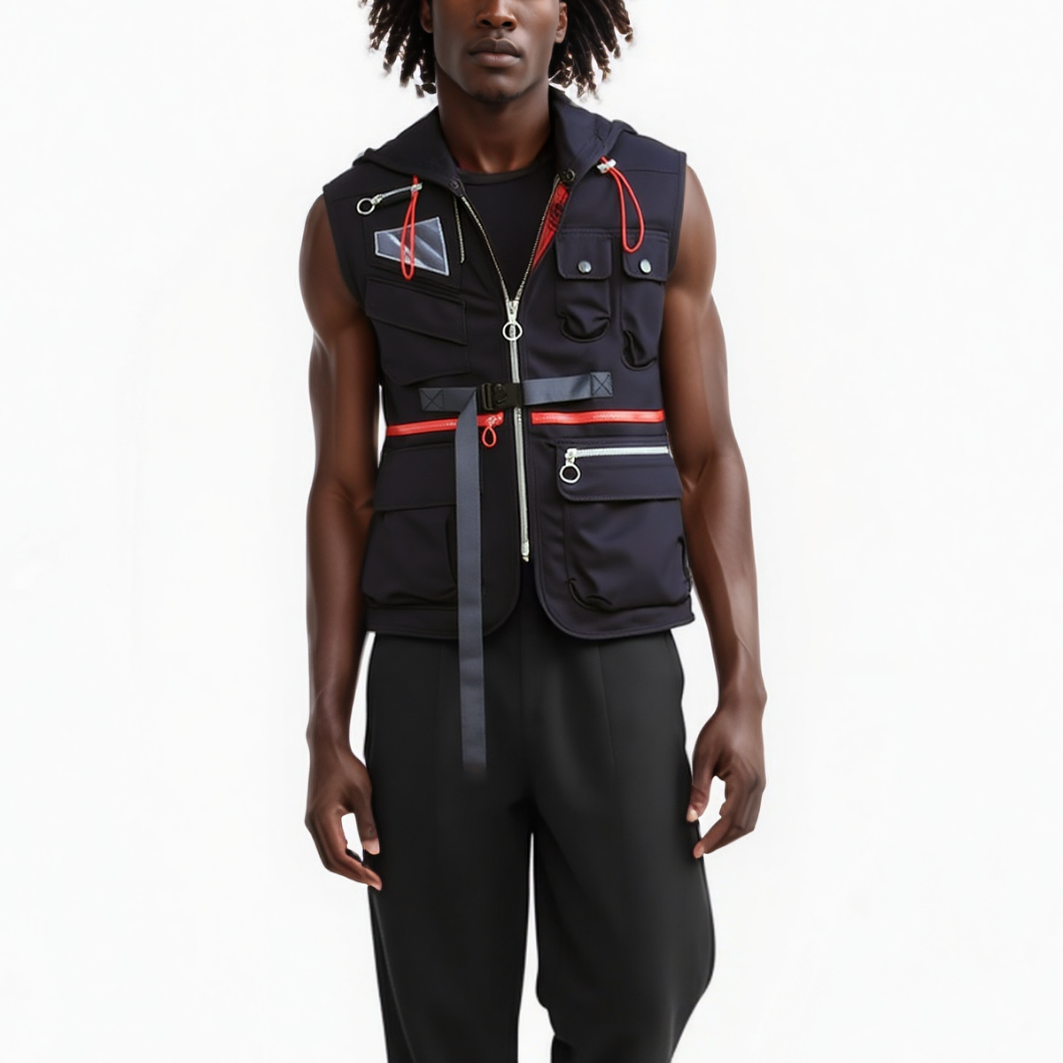 Men's Utility Fashion Vest in Black - Konus Brand