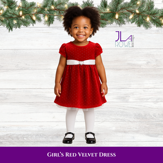 Little Girls’ Red Velvet Sparkle Holiday Dress with Satin Bow