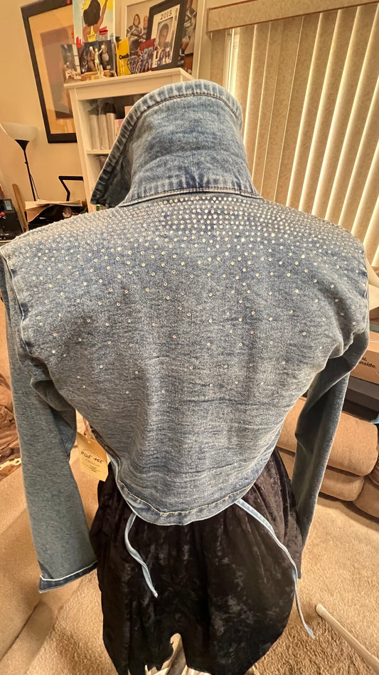 BLINGED - Tie Back Denim Crop Jacket