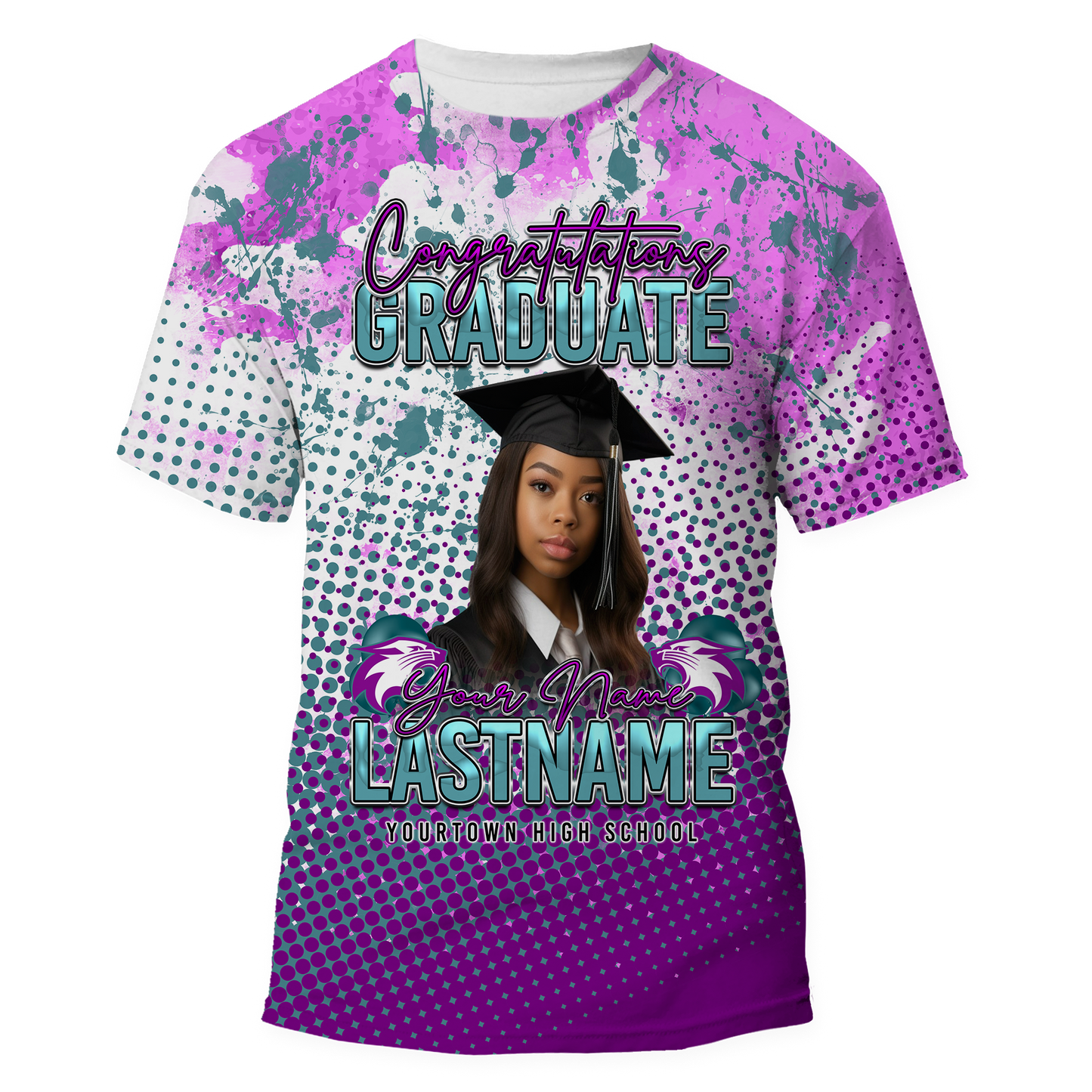 Graduation: All-Over Premium Digital Print T-Shirt-216