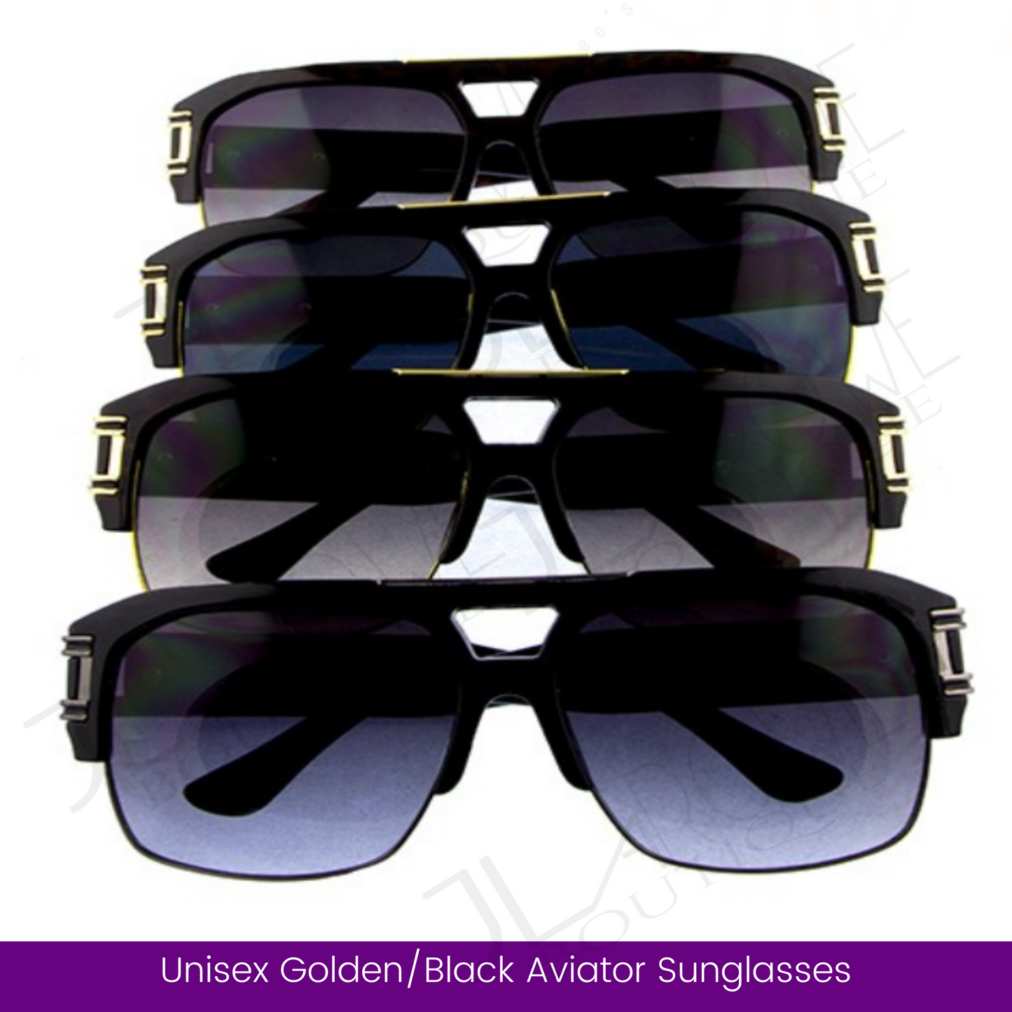Unisex Golden/Black Aviator Sunglasses
