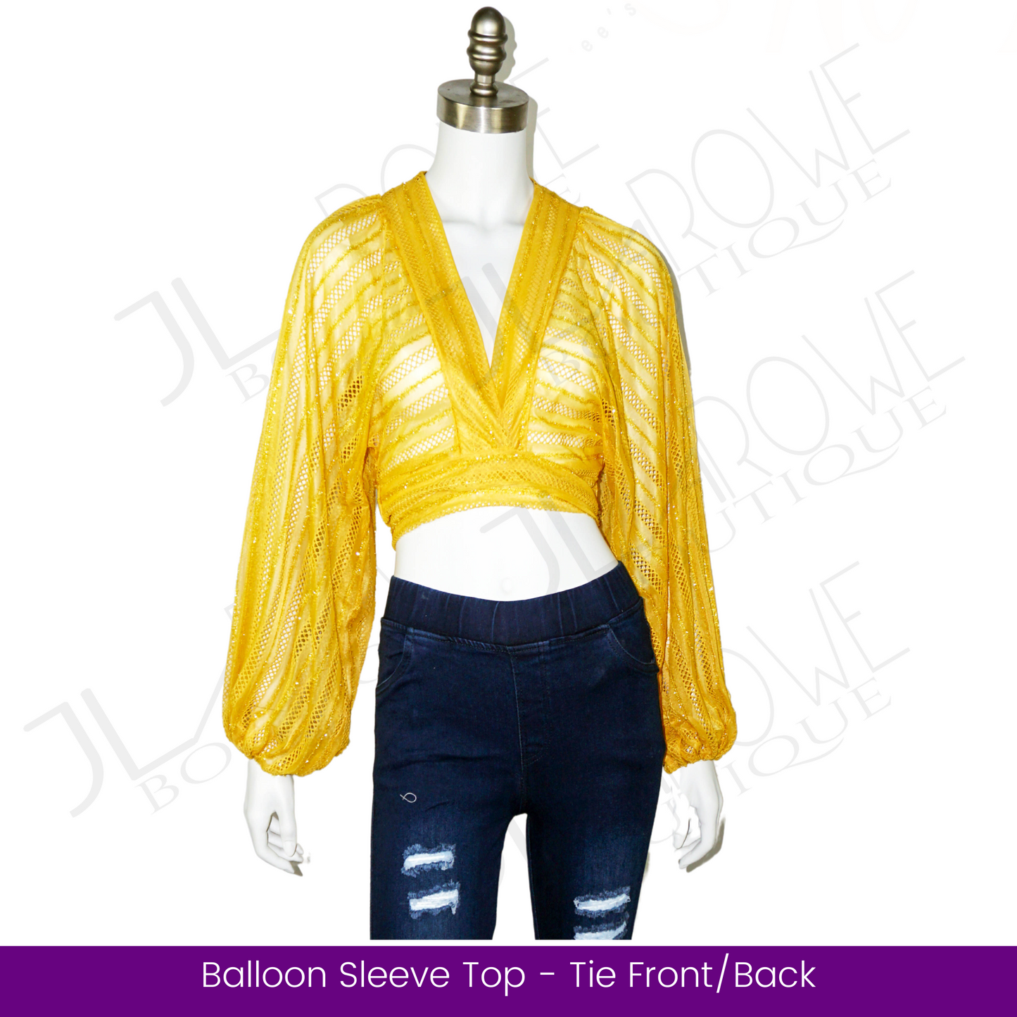 Balloon Sleeve Tie Front Top