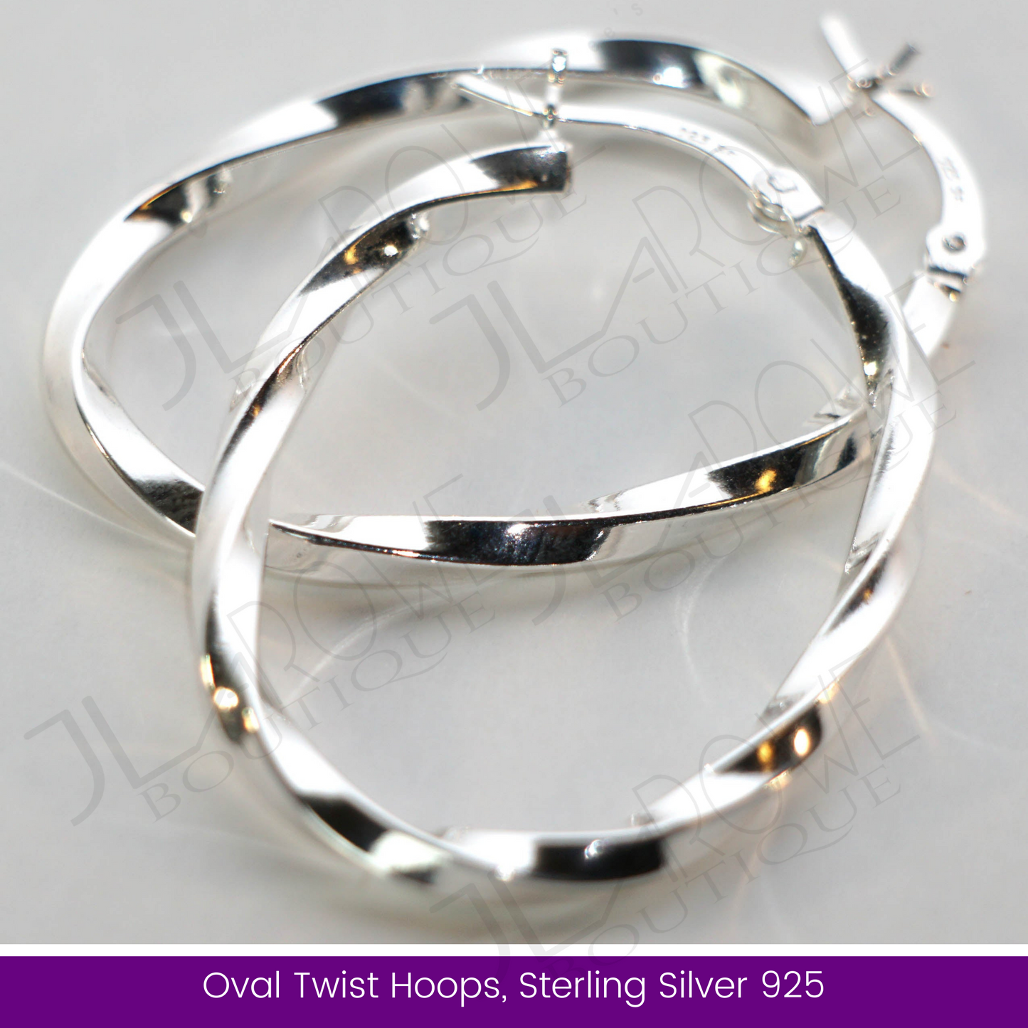 Oval Twist Hoops, Sterling Silver 925 (Limited Stock)