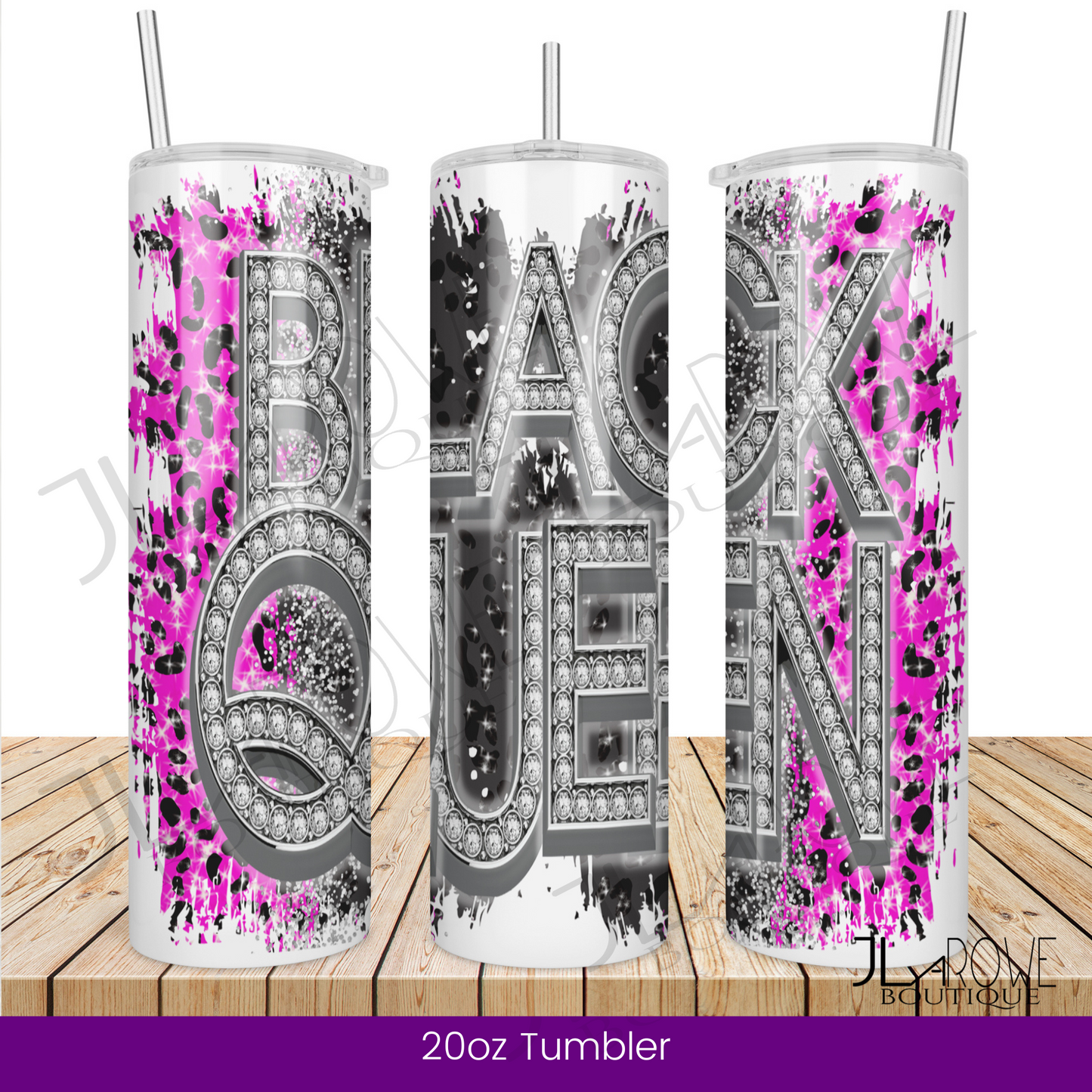 Black Queen with Silver Bling - 20oz Tumbler