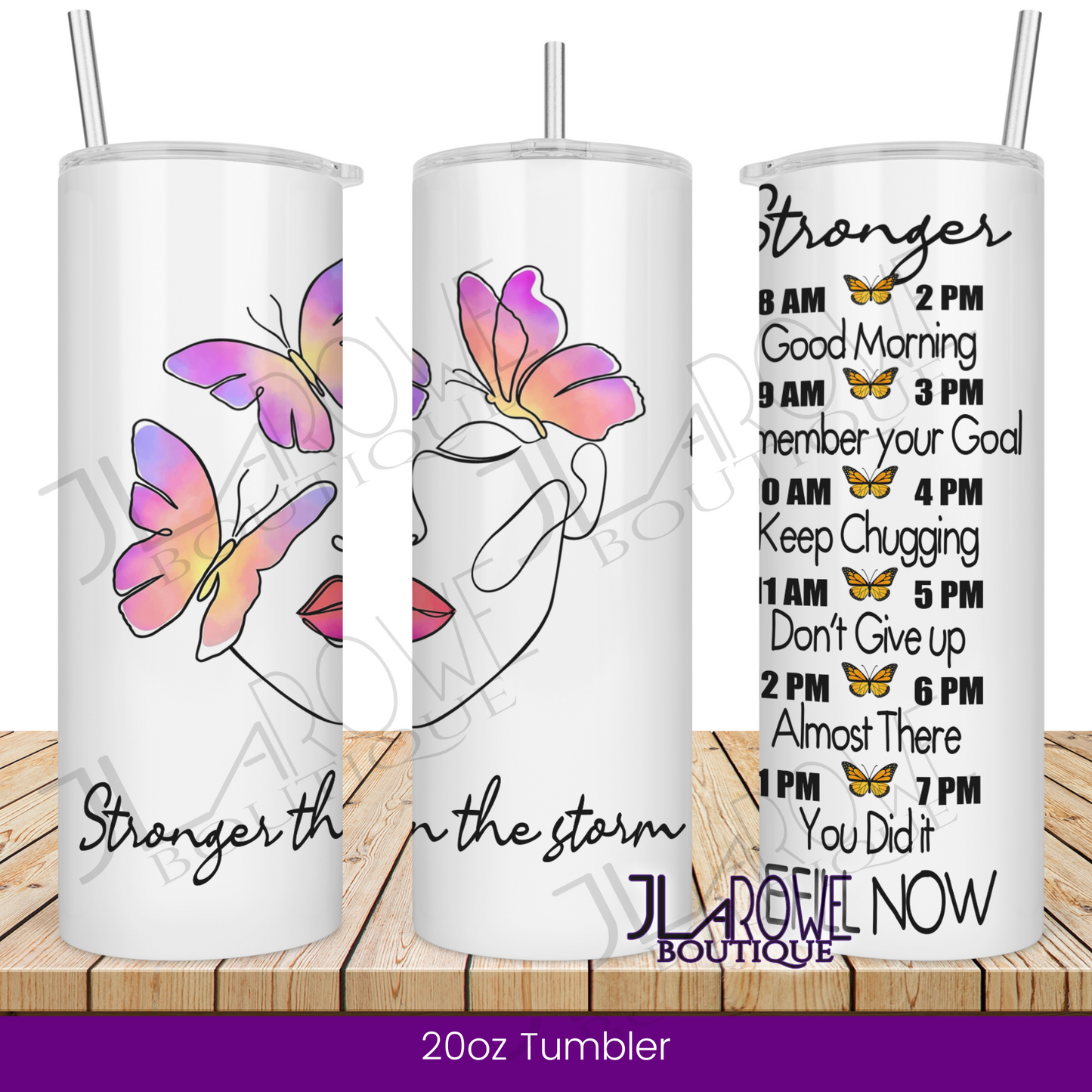 Motivational Butterly, Sophisticated, Girly, Strong, Remember God, Refill Now - 20oz Tumbler