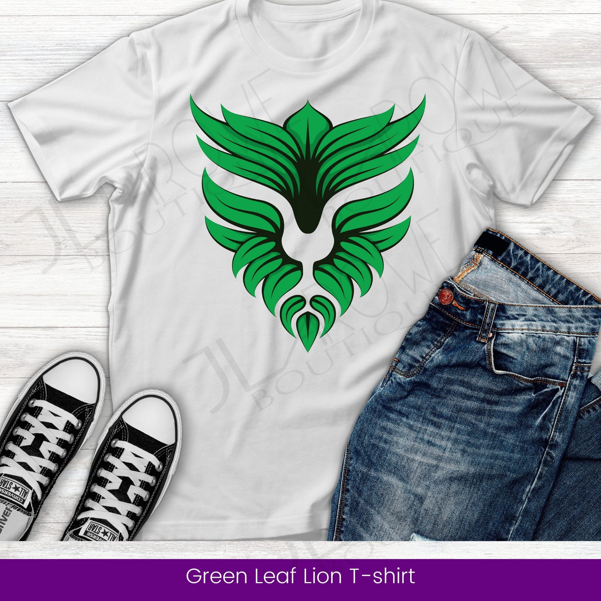 Green Leaf Lion Face T-shirt