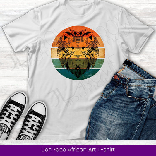 Retro Lion Sunset Safari T-shirt, Animal Lovers, Lion African Print