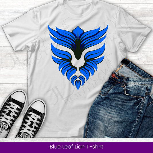 Blue Leaf Lion Face T-shirt